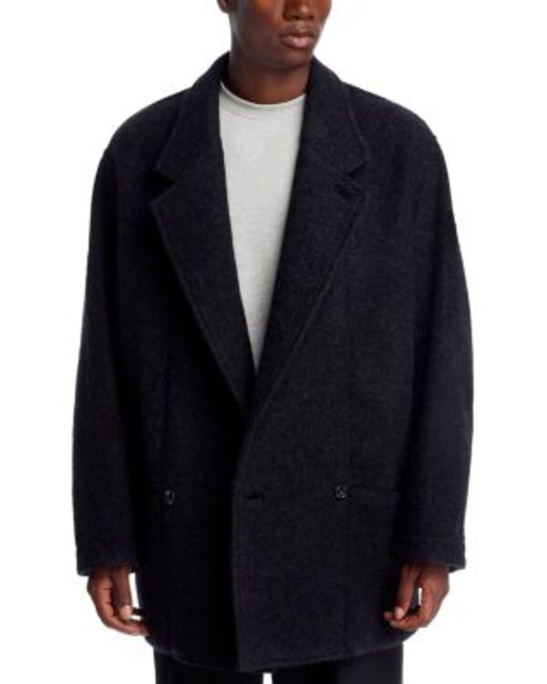 ルメール メンズ アウター 上衣・上衣 絨毛 Lemaire Felt Wool Jacket Black 黒いこと コート・ジャケット-メンズファッション