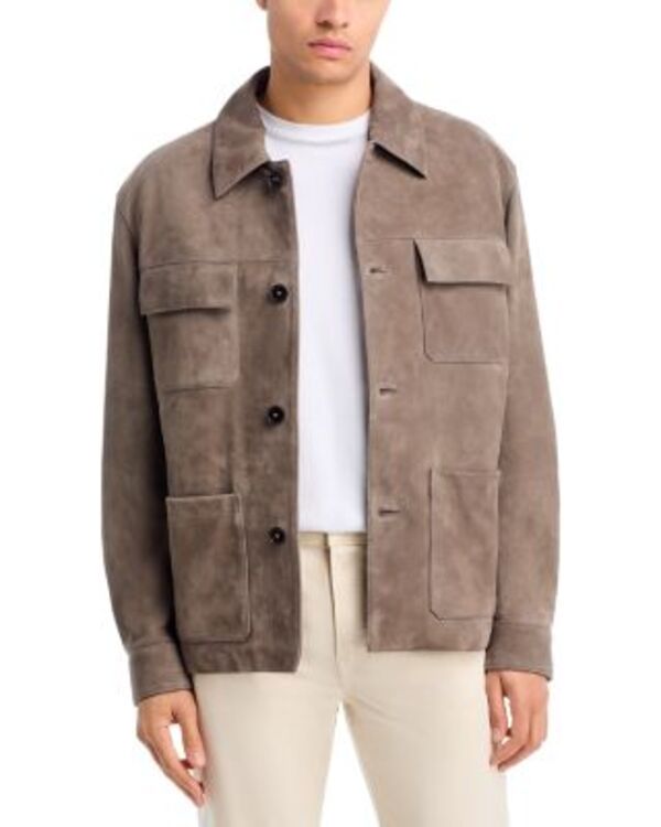 ひな形 メンズ アウター 上衣・上衣 スエードクロス FRAME Suede Chore Jacket Lightaupe トープ