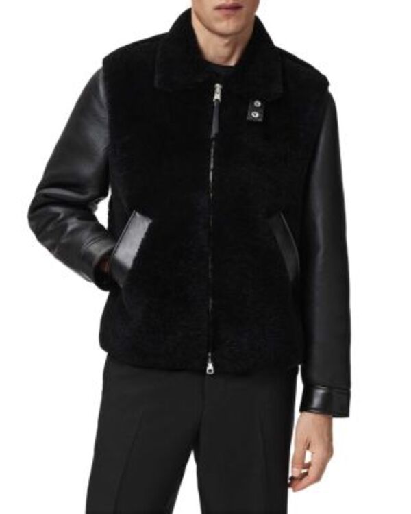 オールセインツ メンズ アウター 上衣・上衣 ALLSAINTS ALLSTAINS Conyer Shearling Jacket Black 黒いこと