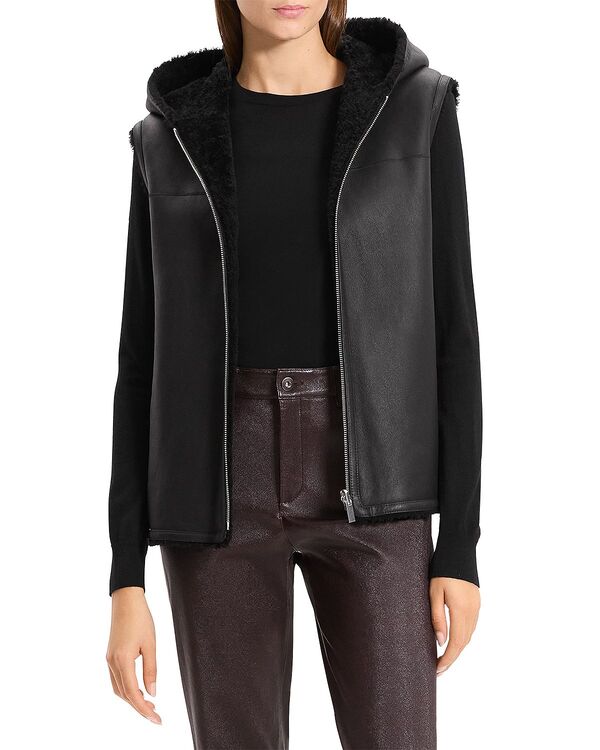 セオリー レディース アウター ベスト Theory Hooded Shearling Vest Black ブラック