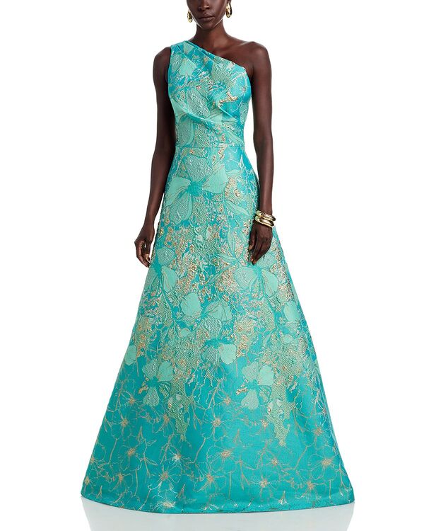 テリジョンバイリッキーフリーマン レディース トップス ワンピース トール Teri Jon by Rickie Freeman One Shoulder Metallic Jacquard Gown Turqouise Multi マルチカラー｜ReVida 店 148,900円