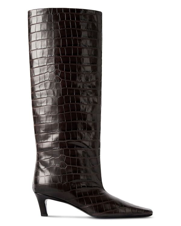 トーテム レディース シューズ ブーツ・レインブーツ TOTEME Women's Croco Wide Calf Boots Dark Brown ブラウン