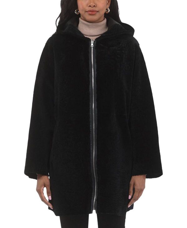 ゴルスキ レディース アウター 上衣・上衣 パーカー 厚地の外套 Gorski Reversible Textured Shearling Parka Coat Black/Black 黒いこと