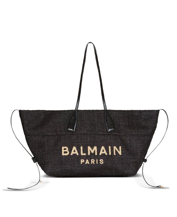 バルマン レディース バッグ Balmain Track Tote Bag in Raffiand Calfskin Black ブラック 166,400円