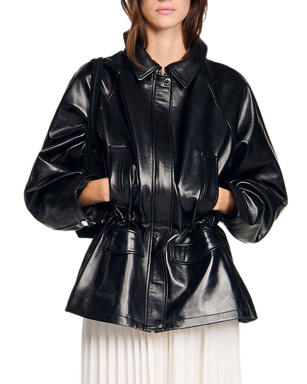 サンドロ レディース アウター ジャケット・ブルゾン レザー Sandro Leather Ashley Jacket Black ブラック