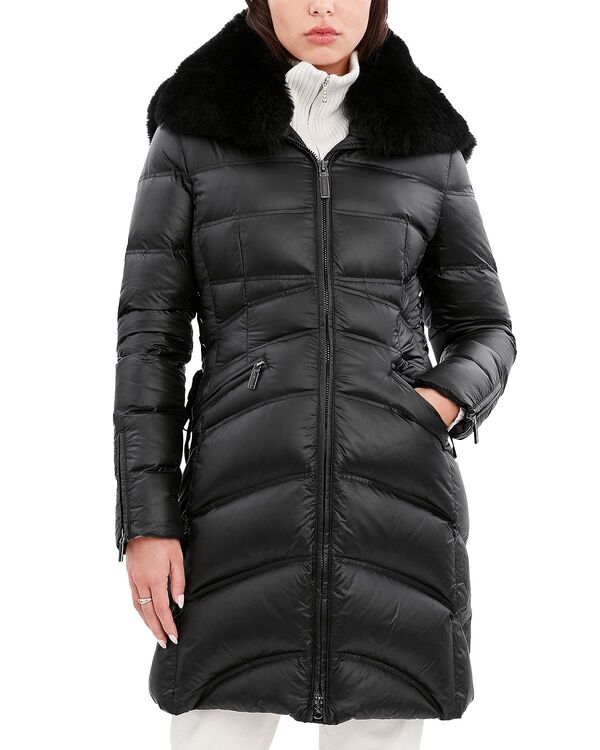 ダウンレビー レディース アウター コート キルティング Dawn Levy Cloe Shearling Hooded Quilted Coat Black ブラック｜ReVida 店