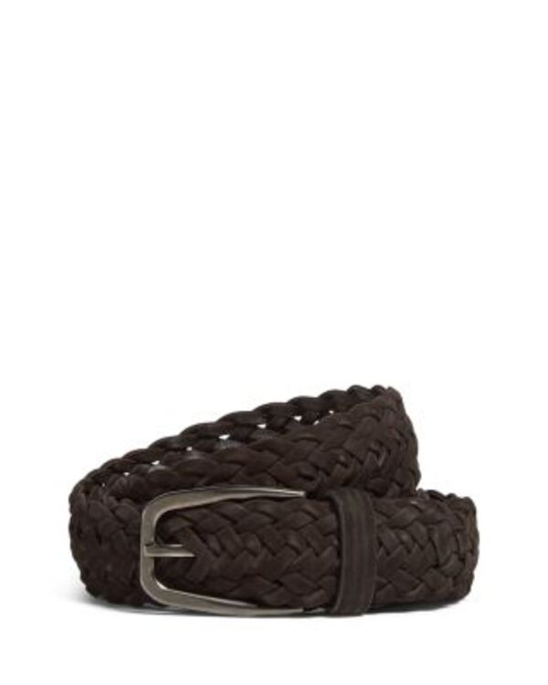 ゼニア メンズ 添え物 三尺帯 なめし革 ZEGNA Braided Leather Belt Dark Brown 赤銅色