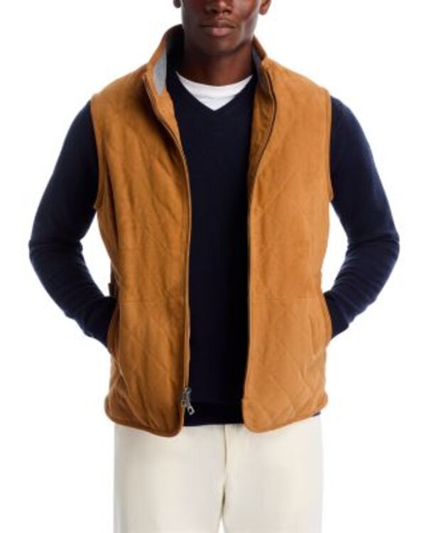 ピーター・鏡鑑 メンズ アウター より良い スエードクロス Peter Millar Essex Suede Vest Whiskey