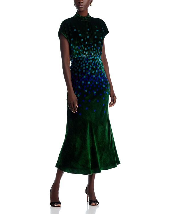 サローニ レディース トップス ワンピース ミディ ベルベット SALONI Fabienne Velvet Midi Dresstarlight Sky｜ReVida 店