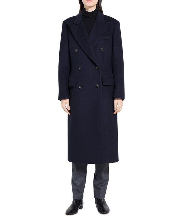 セオリー レディース アウター コート Theory Double Breasted Peak Lapel Coat Baltic
