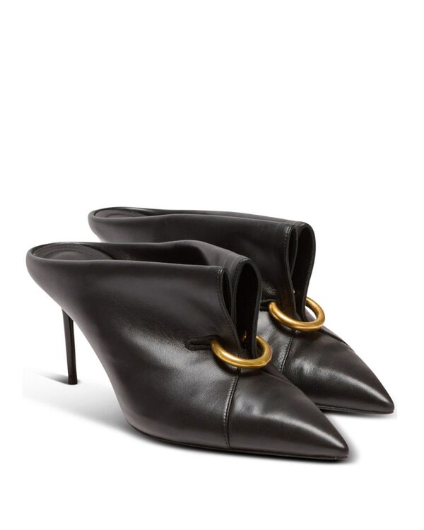 バルマン レディース シューズ サンダル Balmain Women's Mules with Front Piercing Black ブラック