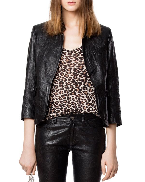 ザディグ エ ヴォルテール レディース アウター ジャケット・ブルゾン レザー Zadig & Voltaire Verys Crinkled Leather Jacket Black ブラック 105,490円