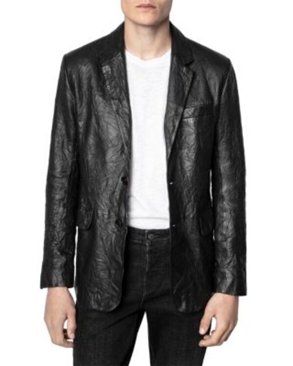 ザディグ エ ヴォルテール メンズ アウター ジャケット・ブルゾン レザー Zadig & Voltaire Valfried Crinkleather Jacket Noir｜ReVida 店