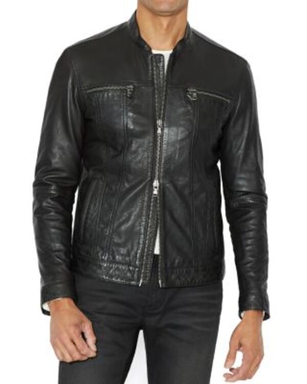 ジョンバルベイトス メンズ アウター ジャケット・ブルゾン レザー John Varvatostar USA Leather Band Collar Moto Jacket Black ブラック|ReVida 店