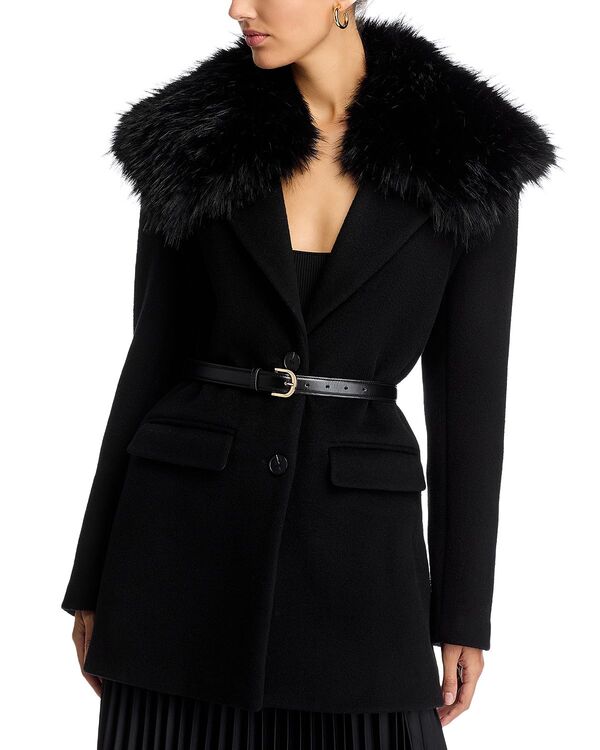 セルフ・ポートレイト レディース アウター コート Self-Portrait Faux Fur Collar Coat Black ブラック