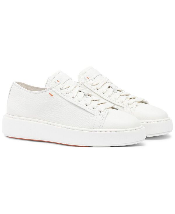 サントーニ レディース シューズ スニーカー なめし革 Santoni Women\u0027s Anginal Tumbled Leather Sneaker White 白いこと