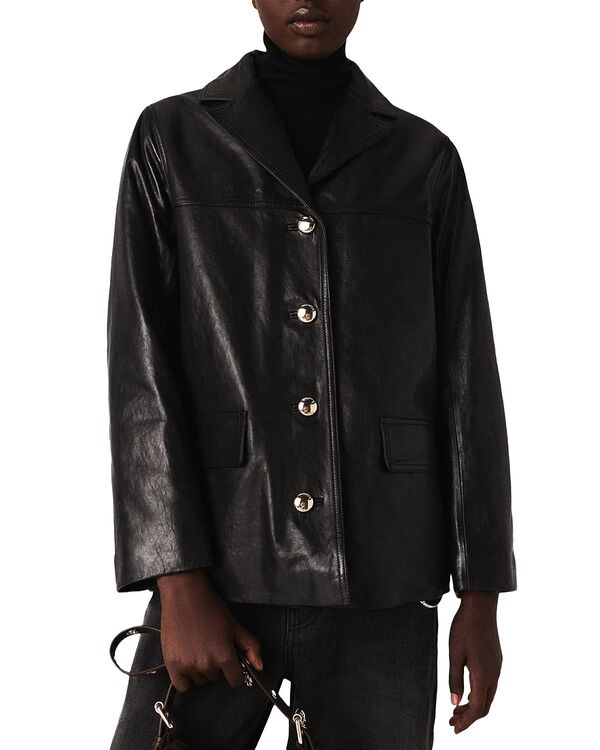 マージュ レディース アウター ジャケット・ブルゾン レザー Maje Voya Leather Jacket Black ブラック