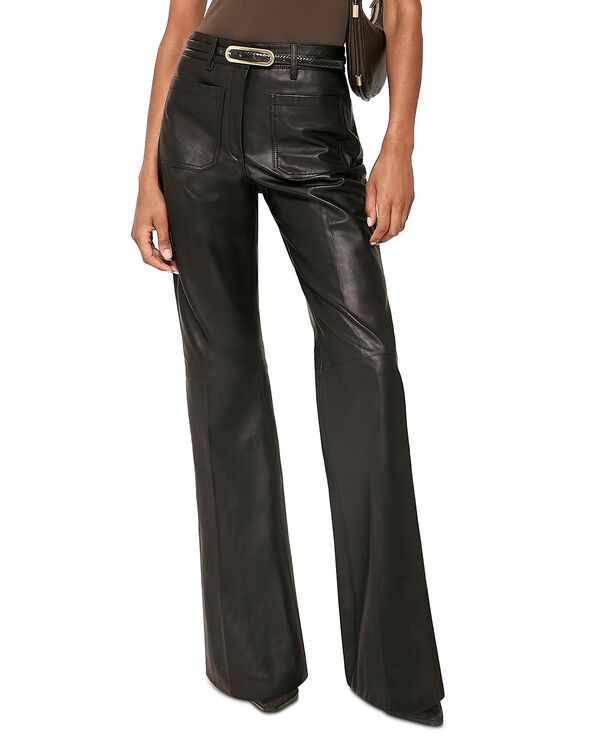レイス レディース ボトムス カジュアルパンツ レザー REISS Priya Leather Flare Trousers Black ブラック｜ReVida 店