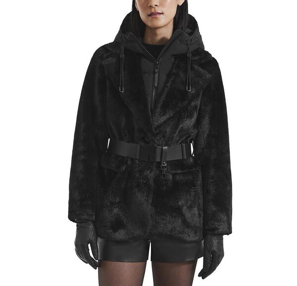 ルドサック レディース アウター ジャケット・ブルゾン ダウン Rudsak Aspen Faux Fur Jacket With Removable Down Hood Black ブラック
