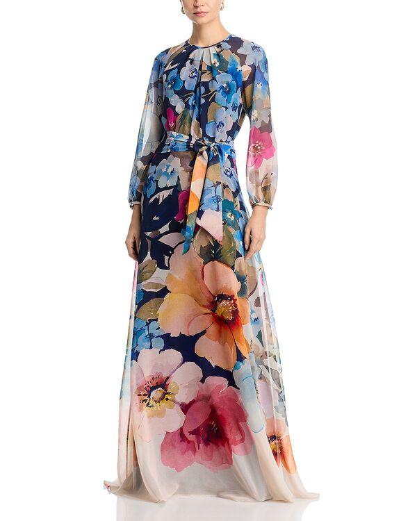 テリジョンバイリッキーフリーマン レディース トップス 衣裳 シフォン マキシ Teri Jon by Rickie Freeman Chiffon Maxi Dress Blue Multi 青色 ワンピース-レディースファッション