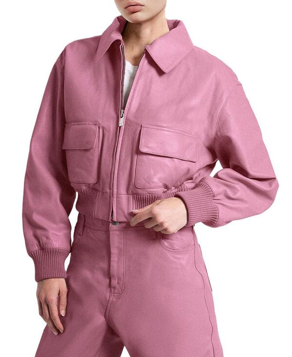 エーエスバイディーエフ レディース アウター ジャケット・ブルゾン レザー AS by DFlorence Upcycled Leather Bomber Jacket Mauve