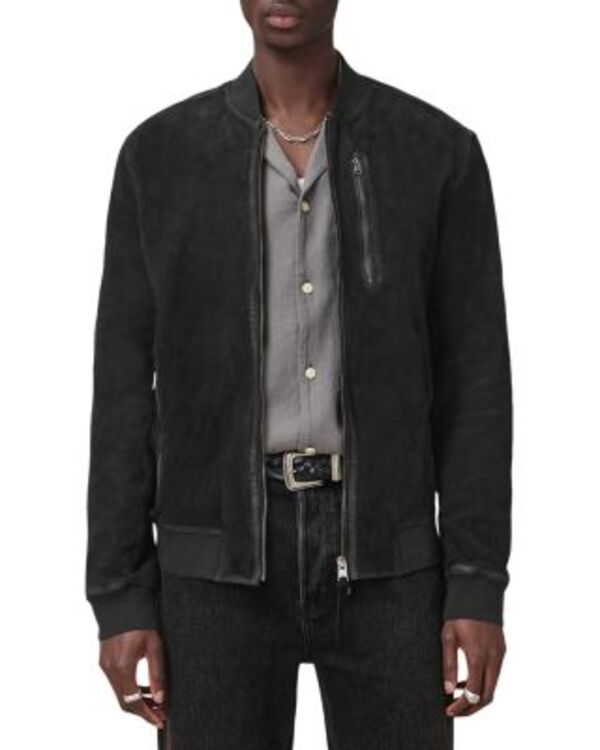 オールセインツ メンズ アウター ジャケット・ブルゾン スエード ALLSAINTS Kemble Suede Bomber Jacket Cinder Black ブラック