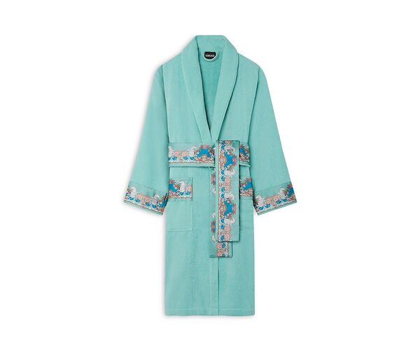 ヴェルサーチ レディース アンダー御召しもの ナイト爵御召しもの パイル Versace Coral Theatre Terry Bath Robe Sea Green+Dark Sea Green 緑であること