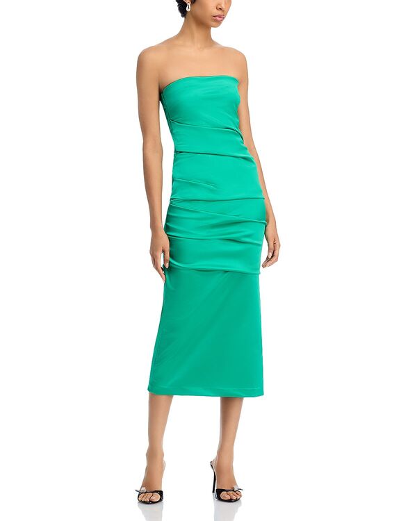 チアラ ボニ プティ ローブ レディース トップス ワンピース ミディ サテン Chiara Boni La Petite Robe Keiky Satin Midi Dress Emeraude｜ReVida 店