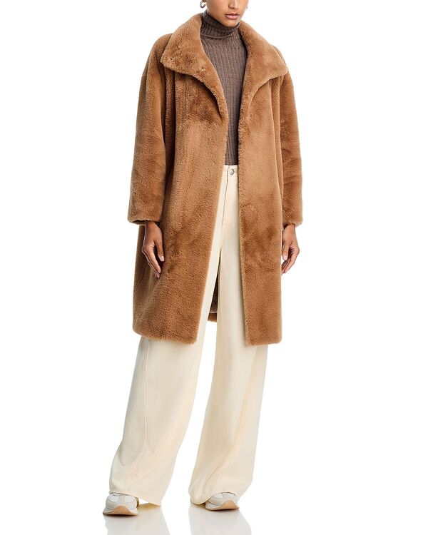 地獄ノ レディース アウター 厚地の外套 Herno Faux Fur Mid Length Coat Carmel