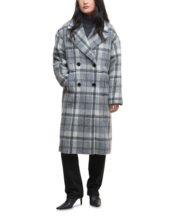 バブアー レディース アウター 厚地の外套 Barbour Beattie Double Breasted Coat Soft Grey Check/Onyx Tartan 薄墨色