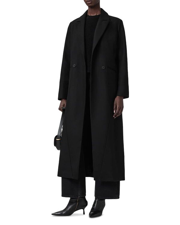オールセインツ レディース アウター コート ウール ALLSAINTS Nellie Wool Blend Longline Coat Black ブラック