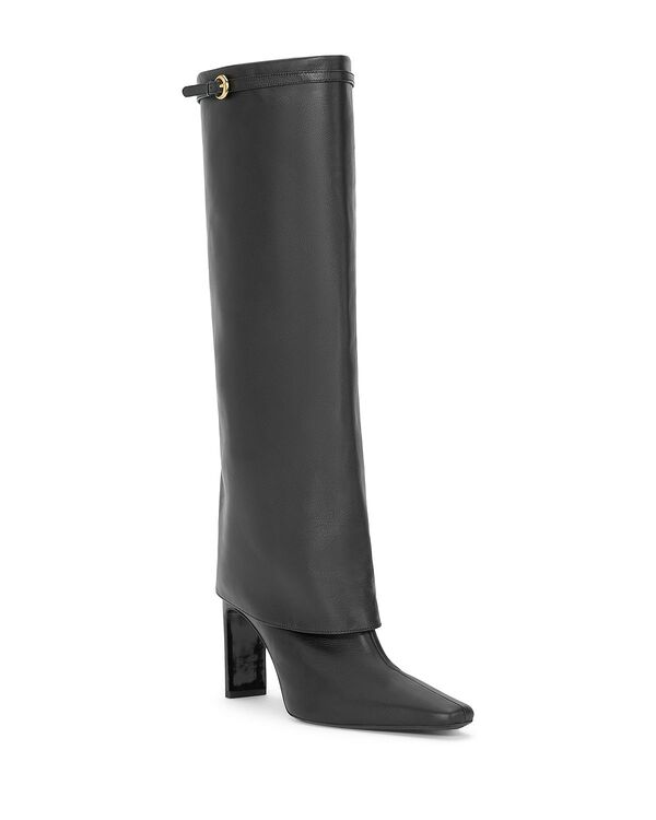 スタウド レディース シューズ ブーツ・レインブーツ レザー ヒール STAUD Women's Wally Leather Foldover Cuff Higheel Boots Black ブラック 108,400円