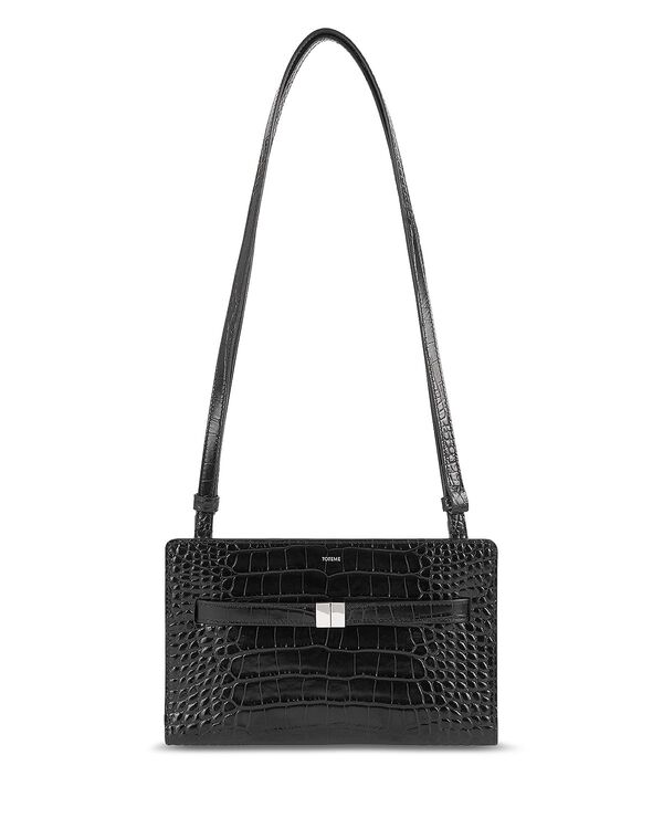 トーテム レディース バッグ レザー TOTEME Belted Croc Embossed Leather Crossbody Black ブラック
