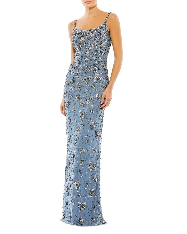 マックダガル レディース アンダー御召しもの ナイト爵御召しもの 御花柄 御花 Mac Duggal Floral Beaded Gown Slate Grey スレート