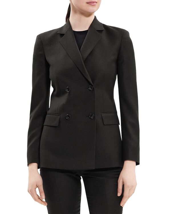 セオリー レディース アウター ジャケット・ブルゾン ウール ブレザー Theory Wool Slim Double Breasted Blazer Dark Thyme