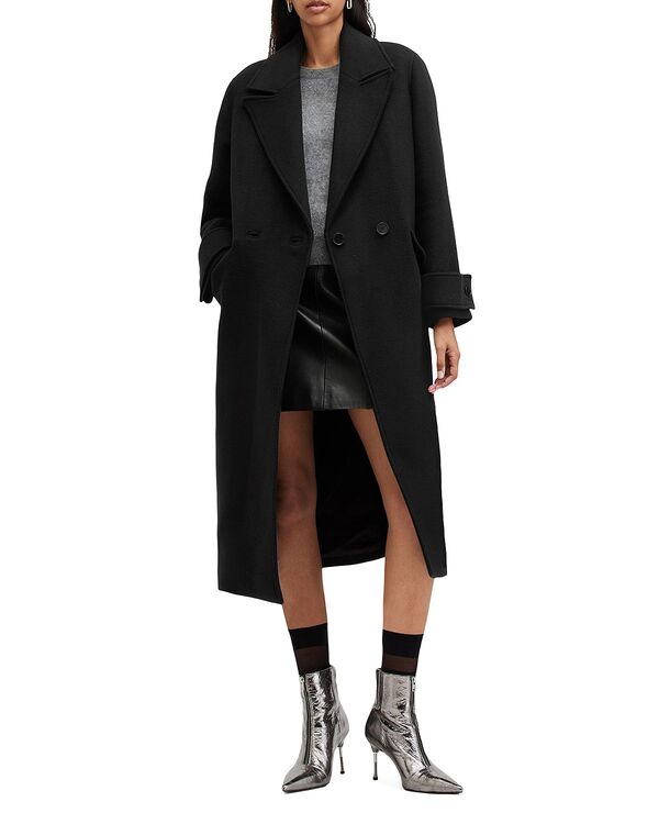 オールセインツ レディース アウター コート ALLSAINTS Mabel Double Breasted Oversized Coat Black ブラック｜ReVida 店