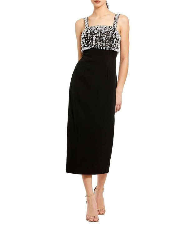 マックダガル レディース トップス ワンピース ミディ Mac Duggal Wide Strap Embellished Top Midi Dress Black ブラック｜ReVida 店