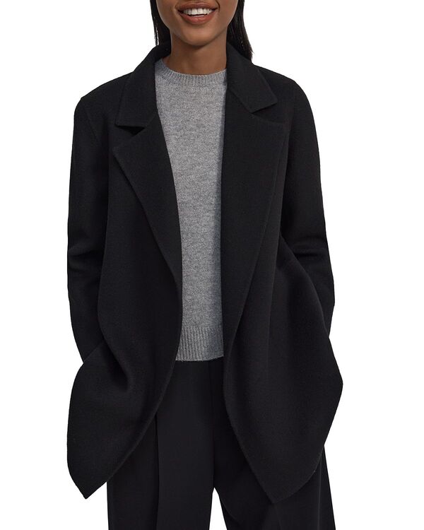 行動論理 レディース アウター 上衣・上衣 Theory Clairene Double Face Jacket Black 黒いこと コート・ジャケット-レディースファッション