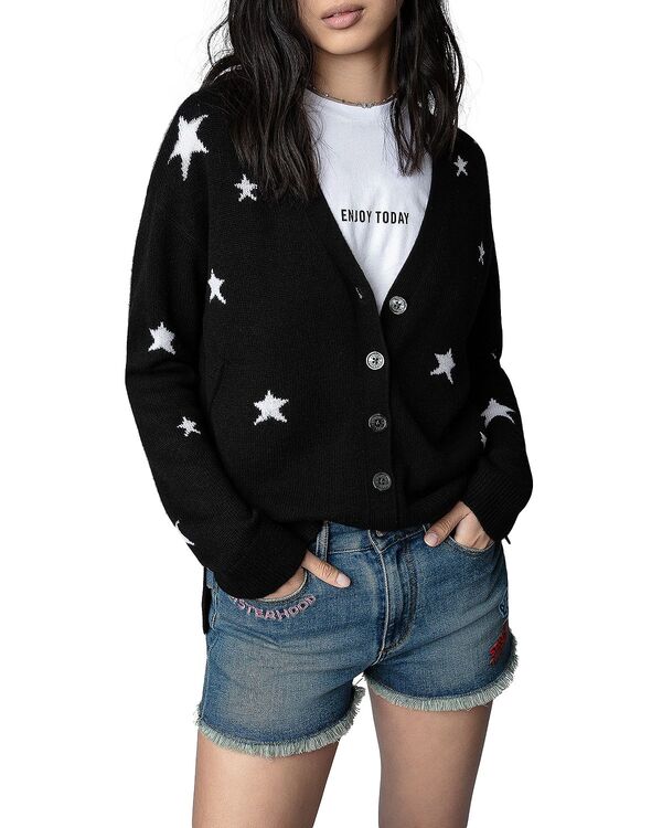 ザディグ エ ヴォルテール レディース アウター ニット・セーター プリント Zadig & Voltaire Mirka Star Print Sweater Noir｜ReVida 店