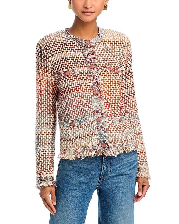 ヴェロニカ ベアード レディース アウター ジャケット・ブルゾン ニット フリンジ Veronica Beard Sariyah Fringe Knit Jacket Red Multi レッド