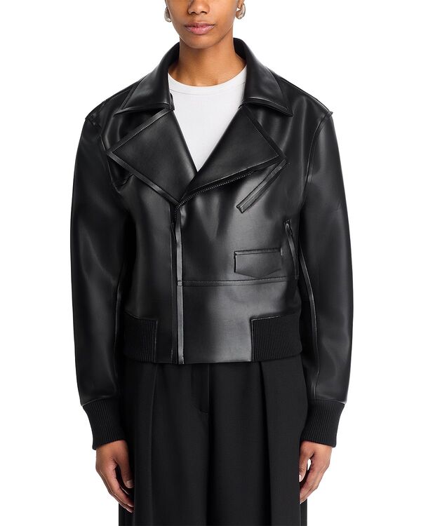 ノーマカマリ レディース アウター ジャケット・ブルゾン レザー フェイクレザー Norma Kamali Faux Leather Moto Jacket Black ブラック