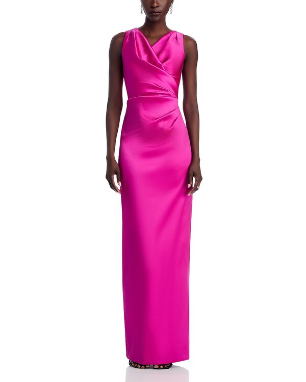 テリジョンバイリッキーフリーマン レディース トップス ワンピース ギャザー Teri Jon by Rickie Freeman Mikado Criss Cross Bodice Ruched Tank Gown Raspberry|ReVida 店