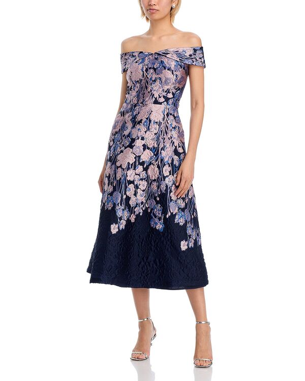 テリジョンバイリッキーフリーマン レディース トップス ワンピース フラワー柄 トール フラワー Teri Jon by Rickie Freeman Floral Metallic Fit & Flare Dress Navy Multi ネイビー｜ReVida 店 76,890円