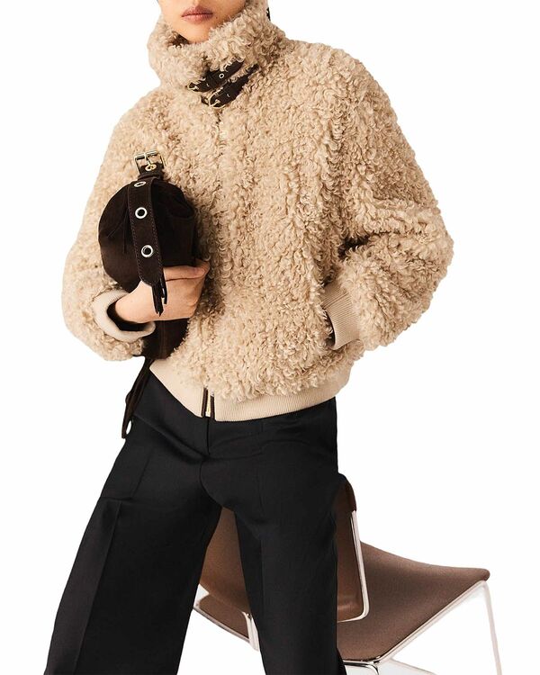 マージュ レディース アウター ジャケット・ブルゾン Maje Brune Crop Boucle Jacket Camel キャメル