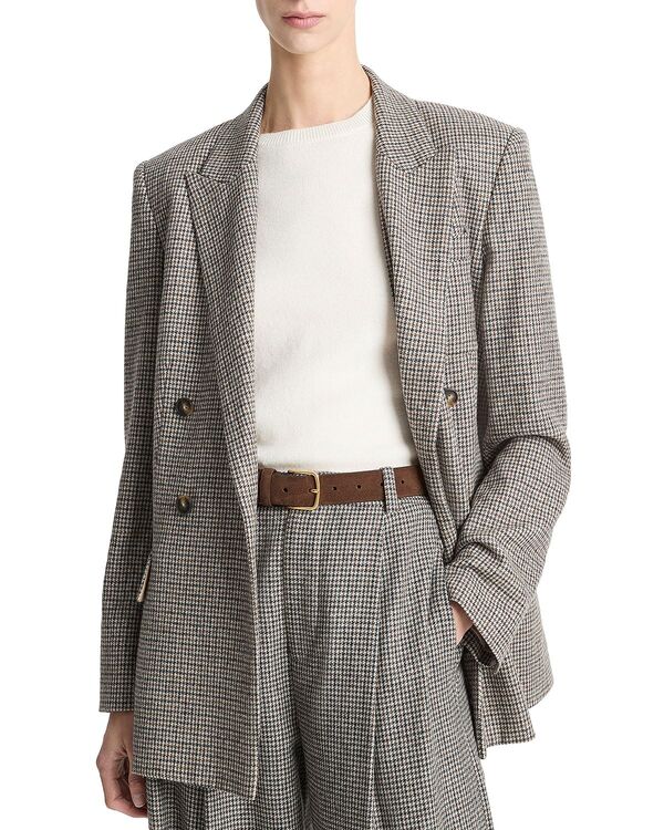 ヴィンス レディース アウター ジャケット・ブルゾン ブレザー Vince Double Breasted Houndstooth Blazer Cacao Houndstooth
