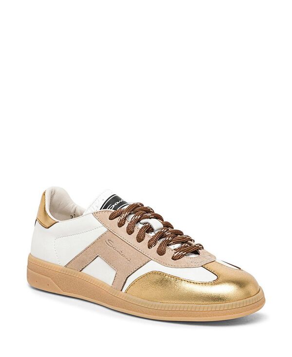 サントーニ レディース シューズ スニーカー スエードクロス なめし革 Santoni Women\u0027s Leather and Suede DBS Oly Sneaker Natural