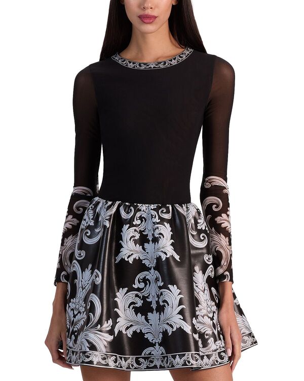 アリスアンドオリビア レディース トップス ワンピース Alice and Olivia Chara Round Neck Long Sleeve Dress Winters Tale
