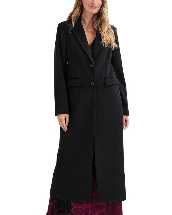 位相角・八つ レディース アウター 厚地の外套 Phaseight Lydia Long Overcoat Black 黒いこと