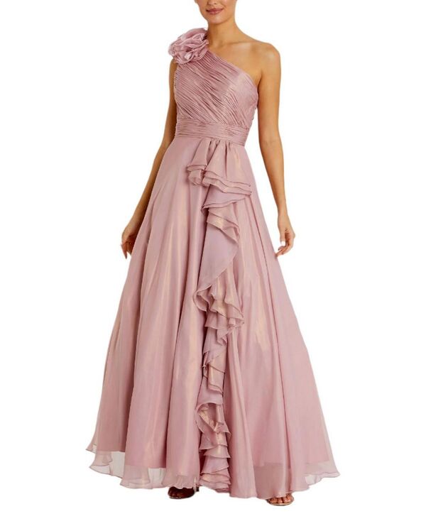マックダガル レディース トップス ワンピース Mac Duggal Iridescent One Shoulderosette Ball Gown Rose Gold ゴールド|ReVida 店