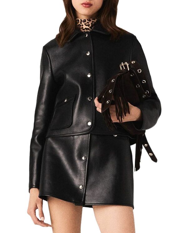 マージュ レディース アウター ジャケット・ブルゾン レザー Maje Valdomy Leather Jacket Black ブラック